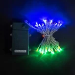 Гирлянда Нить на Батарейках с Таймером 5м Разноцветная, 50 LED, Провод Прозрачный Силикон, IP65