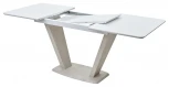 Стол Прага 120 БЕЛЫЙ, стекло/ КАМЕНЬ СВЕТЛЫЙ