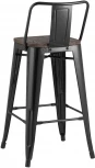 Стул полубарный Stool Group TOLIX WOOD со спинкой черный глянцевый УТ000000843