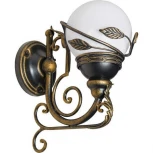 Настенный фонарь уличный Кузнечное дело Галактика 30-002-ЧЗ (220V, ковка, шар, листья, под старину, IP54)