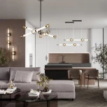 Подвесной светильник Odeon Light Kliff 5427/40L черный хром/белый/дымчатый/коньячный/металл/стекло/акрил LED 40W 3000K (220V, на проводе)