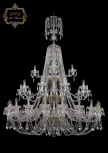 Подвесная большая люстра Art Classic 11.21 11.21.20+10+5.530.3d.XL-196.Gd.Sp (220V, хрусталь, на цепи, подсвечник, свеча)
