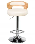 Стул барный DOBRIN FRED (натуральное дерево, кремовый) 1018-LMZ FRED, цвет сиденья кремовый, каркаса натуральное основания хром