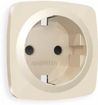 Лицевая панель Ambrella Volt OMEGA (Бежевый глянец) для электрической розетки с заземлением со шторками QUANT OP3070