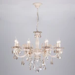 Подвесная люстра Eurosvet 3281 3281/8 белый с золотом / тонированный хрусталь (220V, хрусталь Strotskis, на цепи, подсвечник, свеча)