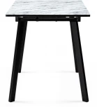 Стеклянный стол Woodville Агни 110(140)х68х76 мрамор белый / черный матовый 528558