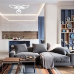 Потолочный светодиодный светильник 50Вт, 3920Лм, 3500-4000К, Ra>80, плавная регулировка мощности, изменение цветовой температуры, ночник, металл/акрил, белый (220V, пульт управления)