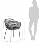 Обеденный стул La Forma (ex Julia Grup) Quinn (Серый,Черный/ Сталь,Пластик,Металл,Полипропилен)