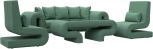 Набор Волна-2 (стол, диван, 2 кресла) (Зеленый/Рогожка) Лига Диванов арт.125329