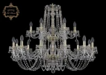 Подвесная большая люстра Art Classic 11.26 11.26.12+6.360.2d.Gd.B (220V, хрусталь, на цепи, подсвечник, свеча)