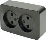 Розетка двойная без заземления (черный матовый) Stekker София 49496