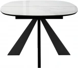 Стол DikLine SFK110 стекло белое мрамор глянец,подстолье черное,опоры черные (2 уп.)