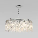 Подвесная люстра Wi-Fi хрустальная Eurosvet Blitz 60159 хром/ прозрачный хрусталь Strotskis хром (220V, управление смартфоном, голосовое управление, умный дом - Minimir Home, Алиса, Маруся, Салют, на цепи)