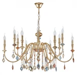 Подвесная люстра Crystal Lux MERCEDES SP6+6 GOLD/COLOR (220V, на цепи, свеча)