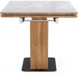 Стол стеклянный Notta Конор 140(200)х80х73 белый / дуб вотан 511147