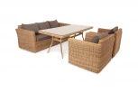 Обеденная группа из искусственного ротанга, цвет соломенный 4SIS Моккачино MS3C2T-4-SET