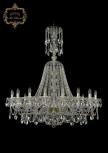 Подвесная большая люстра Art Classic 11.25 11.25.18.400.XL-128.Gd.Sp (220V, хрусталь, на цепи, подсвечник, свеча)