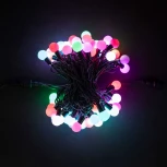 Гирлянда «Шарики» 10м Разноцветная с Мерцанием 7В, Диаметр Шарика 13мм, 100 LED, Провод Черный ПВХ, IP65
