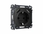 Комплект механизма Ambrella Volt электрической розетки OMEGA MO809010 Черный матовый 2USB A+A 18W быстрая зарядка с заземлением и шторками 2P+E 16A-250V QUANT