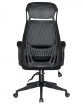 Офисное кресло для руководителей STEVEN BLACK (чёрный пластик, чёрная ткань)