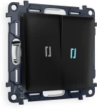 Комплект механизма Ambrella Volt 2-клавишного выключателя с подсветкой 10000K ALFA MA804020 Черный матовый QUANT