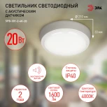 Настенно-потолочный светильник светодиодный с акустическим датчиком ЭРА SPB-301-2-4K-20