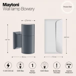 Настенный светильник уличный Maytoni Bowery O574WL-01GR (220V, круглые, IP54)