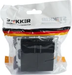 Выключатель двухклавишный с подсветкой (черный) Stekker Катрин 39607