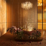 Подвесная люстра на штанге Freya Mineral FR1010PL-08G (220V, хрусталь, на тросе, листья, ветки)