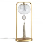 Настольная лампа с выключателем Odeon Light Fiolent 5432/1T золотой(под латунь)/стекло/кисточка/агат E14 1*40W