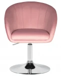 Кресло дизайнерское DOBRIN EDISON (розовый велюр (1922-16)) 8600-LM 8600-LM, цвет сиденья розовый (1922-16), основания хром