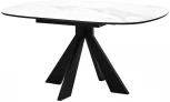 Стол ЭЛЬТОН 110 Белый мрамор, стекло / Черный каркас М-City