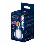 Лампа светодиодная, прозрачная, белый свет 4000K Uniel Яркая A++ LED-A60-5W/4000K/E27/CL GLY01TR