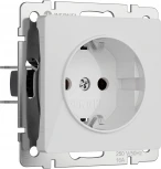 Розетка с заземлением и шторками (белый акрил) Werkel W1171141 (a064012)