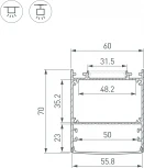 Профиль LINE-6070-2000 ANOD BLACK (Arlight, Алюминий) 046402