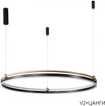 Подвесной светильник Crystal Lux FERNANDO SP88W LED BLACK/GOLD (220V, пульт управления, на тросе, кольцо)