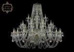 Подвесная большая люстра Art Classic 11.11 11.11.20+10+5.460.Gd.Sp (220V, хрусталь, на цепи, подсвечник, свеча)