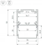 Профиль SL-LINE-4050-3L-2000 ANOD (Arlight, Алюминий) 044666