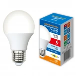Лампа светодиодная, диммируемая, форма "A", матовая, белый свет 4000K Volpe OPTIMA DIM LED-A60-6W/4000K/E27/FR/DIM/SLS