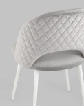 Стул велюр с ромбами светло-серый белые ножки Stool Group УТ000025808