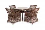 Обеденная группа плетеная на 4 персоны, цвет коричневый 4SIS Айриш AC4T-5-SET brown