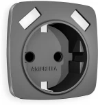 Лицевая панель Ambrella Volt OMEGA (Антрацит серый) для электрической розетки с заземлением со шторками 2USB A+A QUANT OP6590