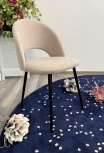 Стул РАМОУНЗ, цвет бежевый #V04, велюр/ черный каркас