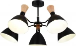 Потолочная люстра на штанге Evoluce SLE1256 SLE1256-402-05 Черный/Черный, Светлое дерево, Золотистый E14 5*40W (220V)