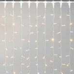 Гирлянда Занавес с колпачком 2 x 3 м тепло-белый с мерцанием белого диода 220В, 600 LED, провод прозрачный ПВХ, IP65 Laitcom PCL602BLWCAP-10-2WW