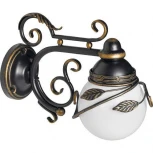 Настенный фонарь уличный Кузнечное дело Галактика 31-002-ЧЗ (220V, ковка, шар, листья, под старину, IP54)