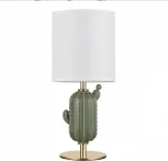 Настольная лампа Odeon Light Cactus 5425/1TA золотой/зеленый/белый/металл/керамика/ткань E27 1*40W (220V, выключатель)