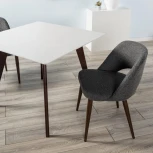 Стол R-Home Лунд 860*860 мрамор Бьянко Темный орех