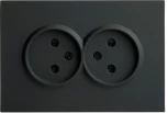 Розетка двойная без заземления со шторками (черный) Stekker Эмили 49851