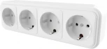 Розетка 4-х местная с заземлением (белый) Stekker Брест 39703